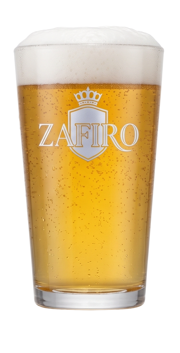 Vaso de cerveza Zafiro con espuma perfecta